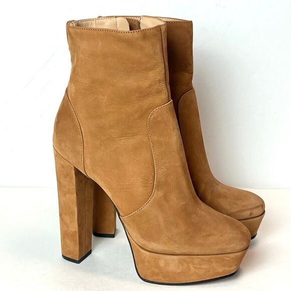 SCHUTZ July Suede Nubuck Platform High Heel Bootie Boots Sz 8.5 - Picture 1 of 11